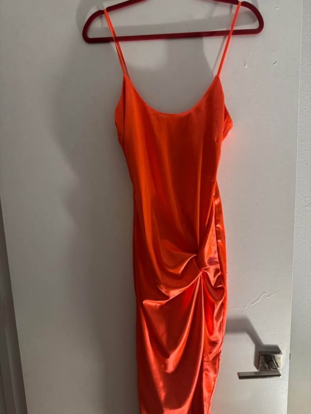 JLUXLABEL orange satin midi dress size M